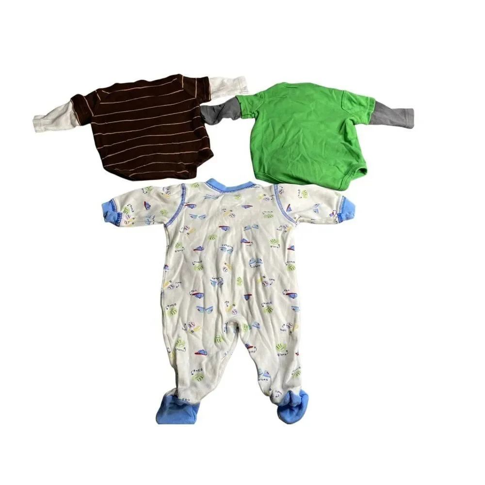 Carter’s Circo Baby Boy Newborn Sleepwear Bodysuit Outfit Lot of 3 Sports